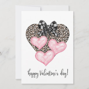 Frohen Valentinstag – Leopardenherz und Schleife Karte