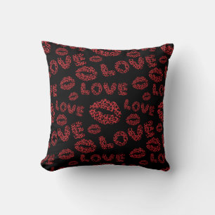 Frohen Valentinstag Liebe Elegant Rot & Schwarz Kissen