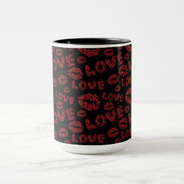 Frohen Valentinstag Liebe Elegant Rot & Schwarz Tasse