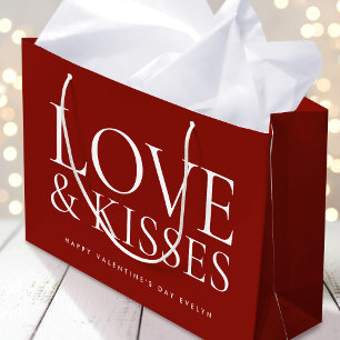 Frohen Valentinstag Liebe & Küsse Tiefrot Große Geschenktüte