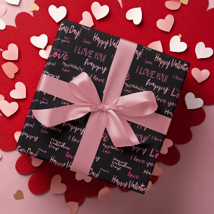 Frohen Valentinstag Liebes Schrift Geschenk Geschenkpapier