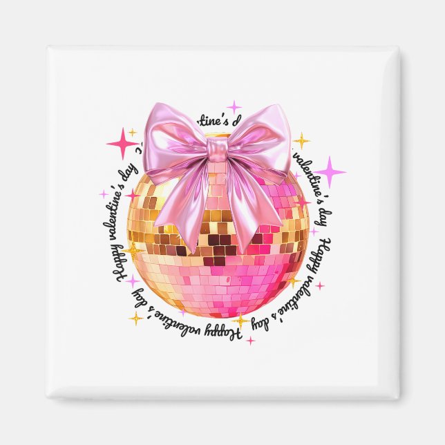 Frohen Valentinstag Lustige Coquette Disco Ball Gi Magnet (Vorne)