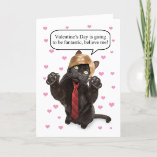 Frohen Valentinstag Lustige Katze als Trump verkle Feiertagskarte