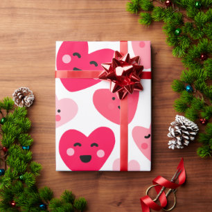 Frohen Valentinstag Lustige rosa rote Herzen Geschenkpapier