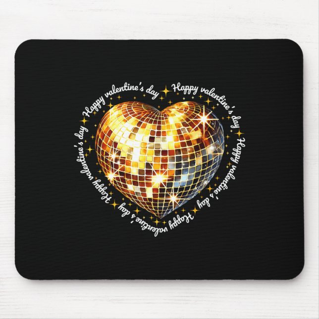 Frohen Valentinstag Lustiger Gold Coquette Disco B Mousepad (Vorne)