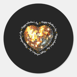 Frohen Valentinstag Lustiger Gold Coquette Disco B Runder Aufkleber