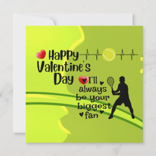 Frohen Valentinstag mit Liebe für Tennisspieler Feiertagskarte