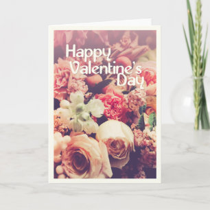 Frohen Valentinstag mit Vintage-Blumenstrauß Karte