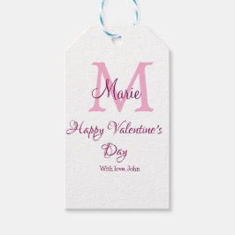Frohen Valentinstag Monogramm rosa Name Liebe Mädc Geschenkanhänger