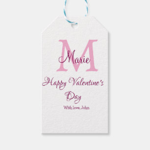 Frohen Valentinstag Monogramm rosa Name Liebe Mädc Geschenkanhänger