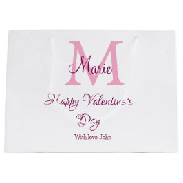 Frohen Valentinstag Monogramm rosa Name Liebe Mädc Große Geschenktüte