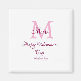 Frohen Valentinstag Monogramm rosa Name Liebe Mädc Magnet