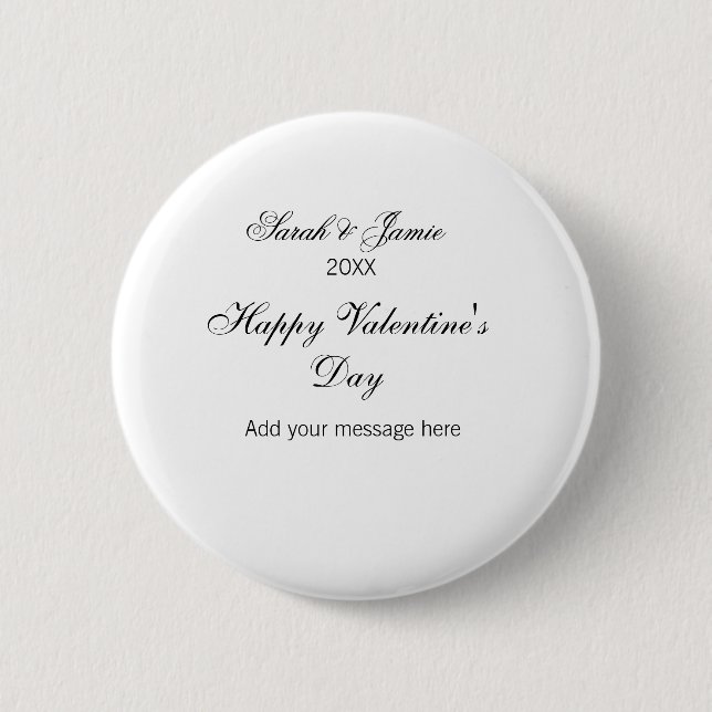 Frohen Valentinstag Name Datum Nachricht einfach e Button (Vorderseite)