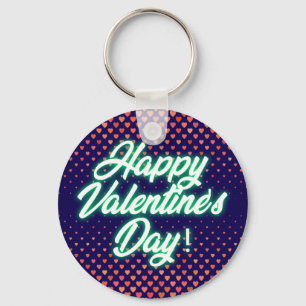 Frohen Valentinstag Neon-Design-23692 Schlüsselanhänger