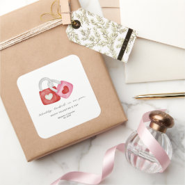 Frohen Valentinstag Niedlich Lustig Schlösser Herz Quadratischer Aufkleber