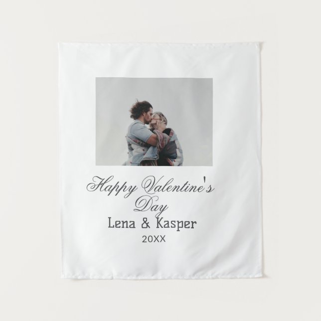Frohen Valentinstag Paarfoto modern einfach t Wandteppich (Vorderseite)