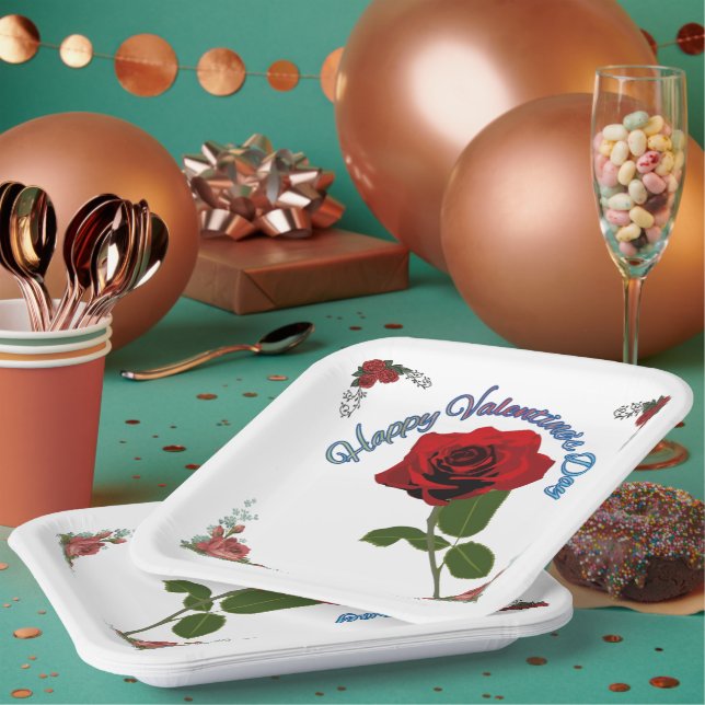 Frohen Valentinstag Pappteller (Multi)