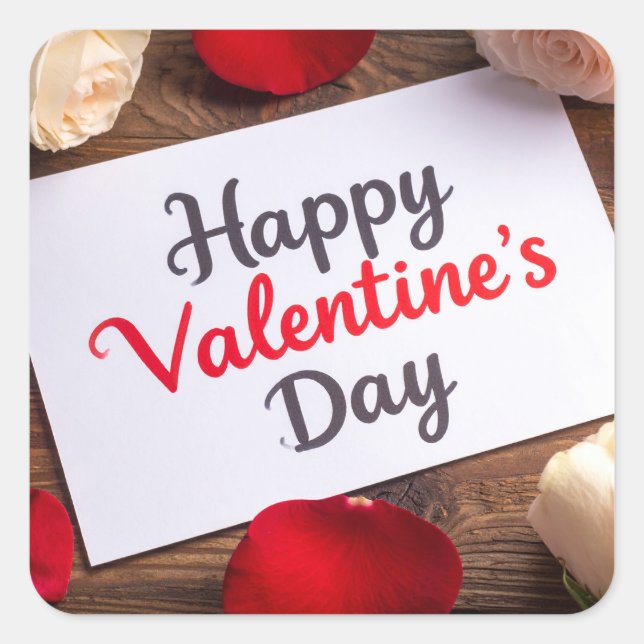 Frohen Valentinstag Quadratischer Aufkleber (Vorderseite)