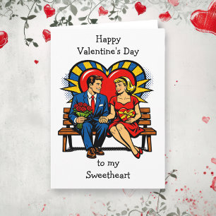 Frohen Valentinstag Retro-Pop-Art-Vintage Karte