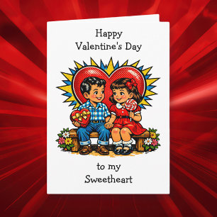 Frohen Valentinstag Retro-Pop-Art-Vintage Karte