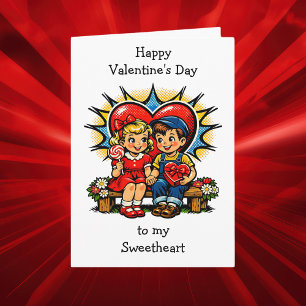 Frohen Valentinstag Retro-Pop-Art-Vintage Karte