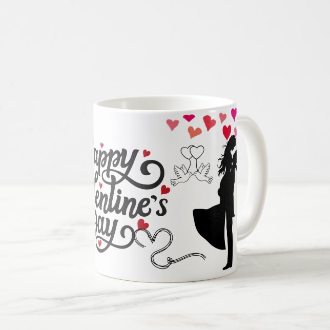 Frohen Valentinstag Romantische Silhouette  Kaffeetasse (VorderseiteRechts)