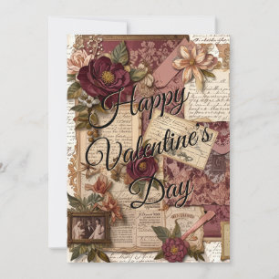 Frohen Valentinstag - Romantische Vintage-Blumen Feiertagskarte