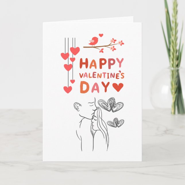 Frohen Valentinstag – romantisches Paar Karte (Vorderseite)