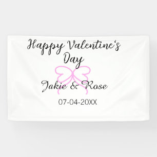 Frohen Valentinstag rosa Herz-Schleife Name Datum Banner