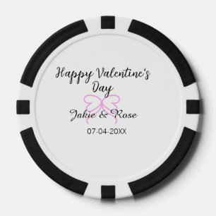 Frohen Valentinstag rosa Herz-Schleifen-Name Datum Pokerchips