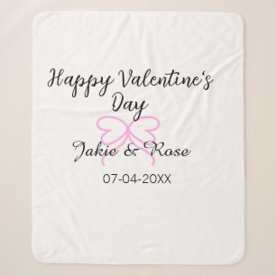 Frohen Valentinstag rosa Herz-Schleifen-Name Datum Sherpadecke