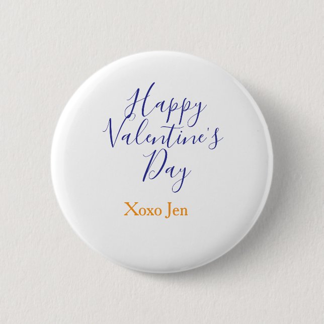 Frohen Valentinstag rosa lila xoxo Liebe Name Button (Vorderseite)