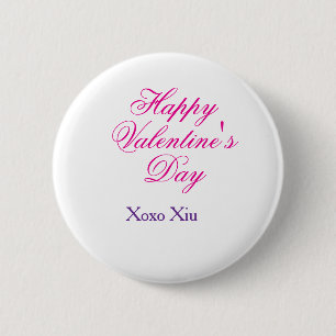 Frohen Valentinstag rosa lila xoxo Liebe Name c Button