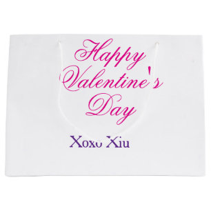 Frohen Valentinstag rosa lila xoxo Liebe Name c Große Geschenktüte