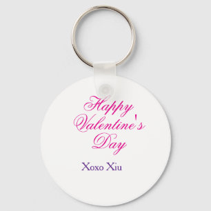 Frohen Valentinstag rosa lila xoxo Liebe Name c Schlüsselanhänger