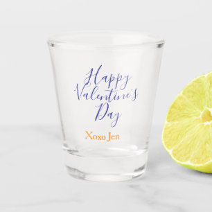 Frohen Valentinstag rosa lila xoxo Liebe Name c Schnapsglas