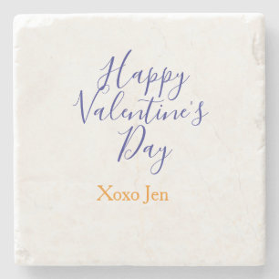 Frohen Valentinstag rosa lila xoxo Liebe Name c Steinuntersetzer