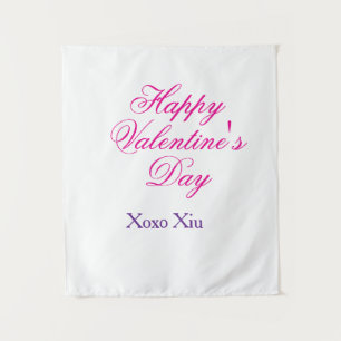 Frohen Valentinstag rosa lila xoxo Liebe Name c Wandteppich