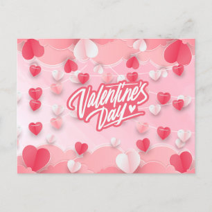 Frohen Valentinstag Rosa Rote Herzen  Feiertagspostkarte