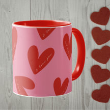 Frohen Valentinstag Rosa Rote Herzen 'Ich liebe di