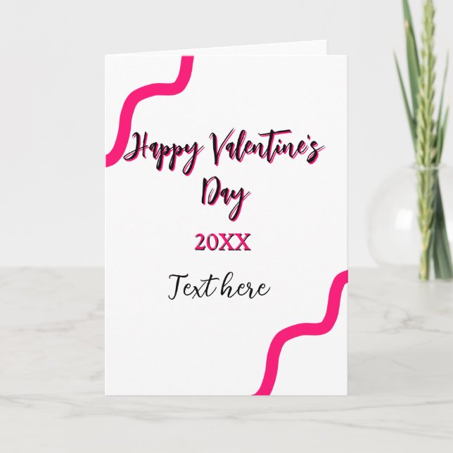 Frohen Valentinstag rosa schwarze Spirale fett Buc Karte (Vorderseite)