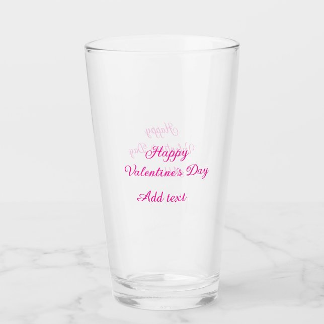 Frohen Valentinstag rosa Text Namensnachricht Glas (Vorderseite)