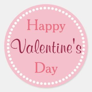 Frohen Valentinstag, Rosa und Weiß Runder Aufkleber
