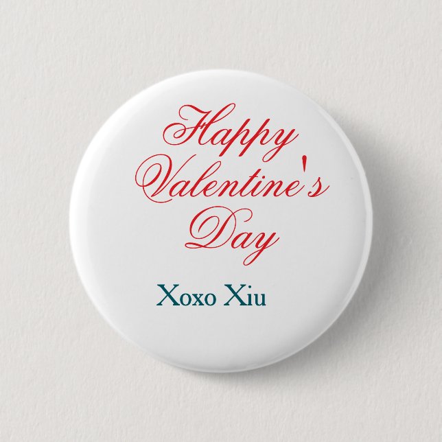 Frohen Valentinstag rot blau xoxo Liebe Name  Button (Vorderseite)