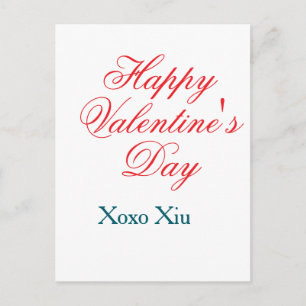 Frohen Valentinstag rot blau xoxo Liebe Name Postkarte