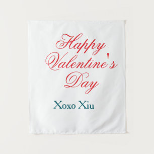 Frohen Valentinstag rot blau xoxo Liebe Name  Wandteppich