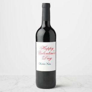 Frohen Valentinstag rot blau xoxo Liebe Name Weinetikett
