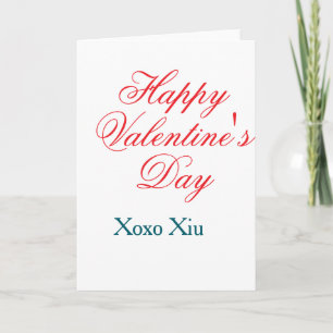 Frohen Valentinstag rote blaue xoxo Liebe Name Karte