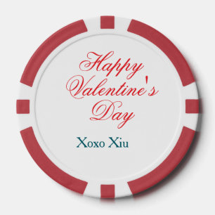 Frohen Valentinstag rote blaue xoxo Liebe name Pokerchips