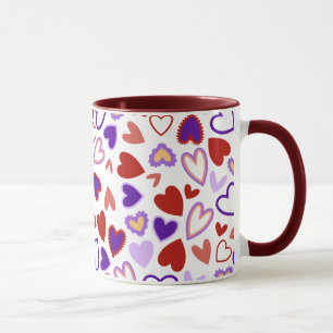 Frohen Valentinstag rote rosa blaue rote Herzen, Tasse